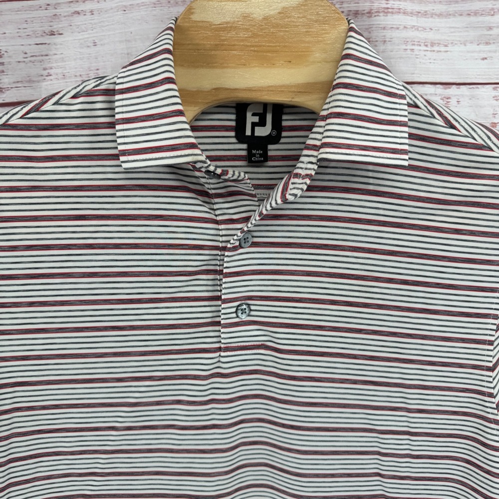 FootJoy Golf Polo Shirt Mens Medium Striped North Ridge Country Club performance